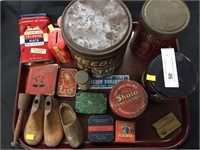 Tray: Collector Tins, Still Banks, Shoe Forms,