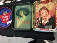 Coca Cola & Valley Forge Beer Advertising Trays
