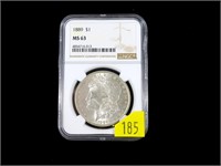 1889 Morgan dollar, NGC slab certified MS-63