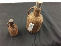 2 Early Wicker Covered Bottles