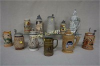 COLLECTION OF 11 DIFFERENT BEER STEINS/MUGS: