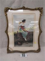 FRAMED PRINT OF YOUNG WOMAN BY E. VON BLAAS, 1896: