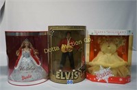 1989 & 2001 HOLIDAY BARBIES & ELVIS: