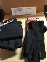 Lot of 2 HWI Black Fleece Gloves Size L