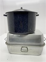 Large Enamel Canner and Aluminum Roaster