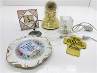 Clocks, Lamp, Jewelry Tree & Bowl