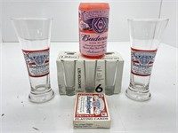 Budweiser Glasses, Cards and Shot Glasses