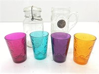 Bubble Glass Juice Glasses, Ball Jar, Elks Mug