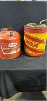 Two galvanized gas cans