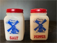 Vintage windmill glass salt & pepper shakers