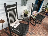 Pair of painted black wood rocking chairs