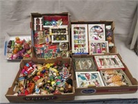 4 BOXES OF MANY TYPES OF CHRISTMAS ORNAMENTS: