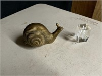 PAPER WEIGHTS  BRASS SNAIL   GLASS EAGLE