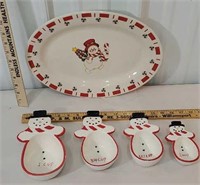 Snowman platter and set of measuring cups - The 1