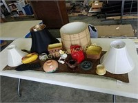 Lamp shades, table runner, clay pots, & more