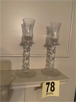 Pair of Candle Sticks (Possibly Fostoria) (Rm2)