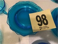 (5) Blue Square Plates (Possibly Fostoria) (Rm2)