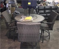 Round high top patio table with 4 chairs,umbrella