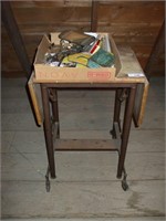 TYPEWRITER TABLE WITH SMALL COLLECTIBLES