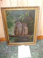 1925 PERRY ARTIST LILIEN MURRING OWL PAINTING