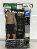 5PC FRUIT OF THE LOOM MENS BOXERS SIZE L