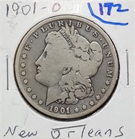 1901 O Morgan US silver dollar New Orleans G-VG