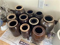Ten Stoneware Jars
