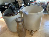 Stoneware Crock, Jug, and Milk Bottle