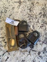 Three Vintage Locks and Souvenir Spoon
