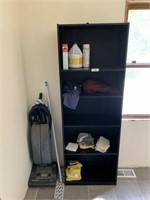 Wood Shelf/Bookcase and Singer Vacuum