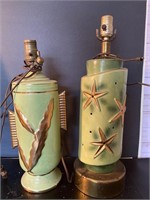 Vintage green and gold toned lamps
