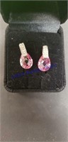 Silver pink earrings
