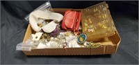 Jewelry box, coin purse and costume jewelry