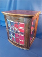 Antique Display Case - Bevelled Glass Door - Oak