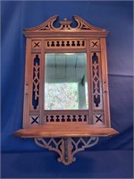 Antique Intricate Bevelled Wall Mirror with Shelf