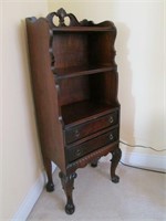 Ornate Bookcase w/ 2 Drawers - Queen Anne Legs