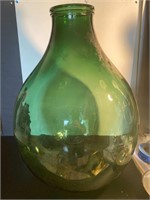 Huge green glass jar vase