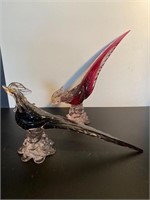 Vintage glass Golden Crown Italy pheasants