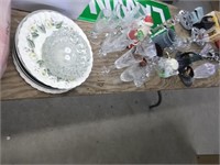 LOT CHINA PLATES, STEMWARE, GLASSES,DECANTER,