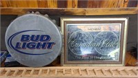Bud light and Canadian club beer signs
