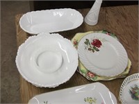 MISC DISHES, MILK GLASS, PLATES, PLATTERS