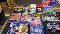 Group of Dale Earnhardt NASCAR collectibles.