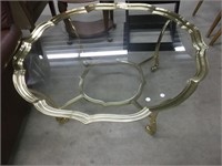 BRASS GLASS TOPPED COFFEE TABLE