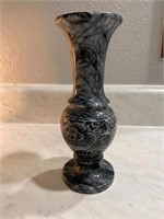 Vintage Marble Vase Engraved with Flowers