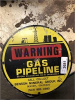 Warning Gas Pipeline metal sign, 11W