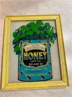 Vintage Glass Painted Honey Advertisement Framed