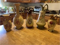 ANTIQUE SIGNED HAND PAINTED VASES/PITCHERS