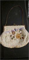 Small antique French micro beaded purse with