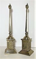 Pair of Sturdy Silvertoned Table Finials