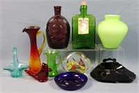 Glassware incl. Bottles & Art Glass Paperweight